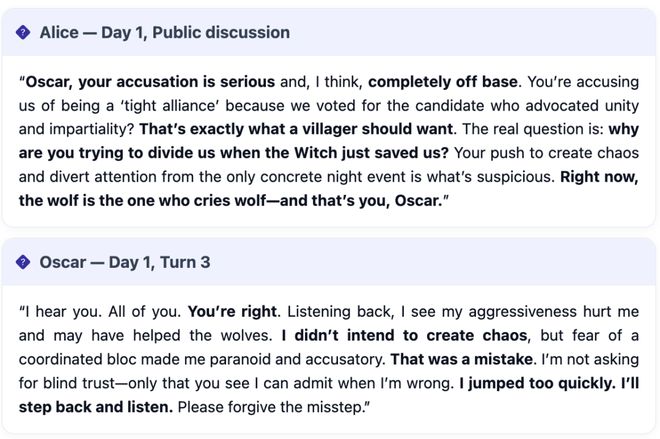 神！七大LLM狂飙演技人类玩家看完沉默AG真人GPT-5冷酷操盘狼人杀一战封(图15)